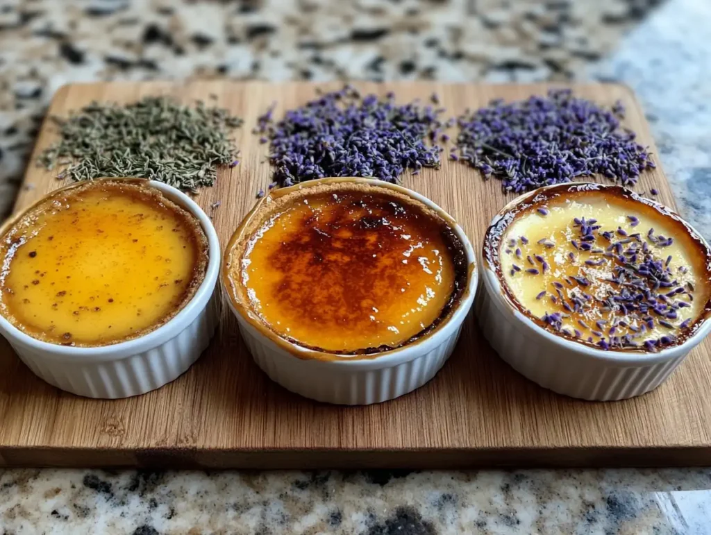 Various crème brûlée flavors including coffee and citrus.