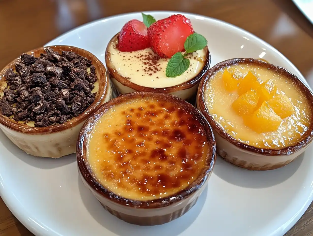 Various crème brûlée flavors including coffee and citrus.