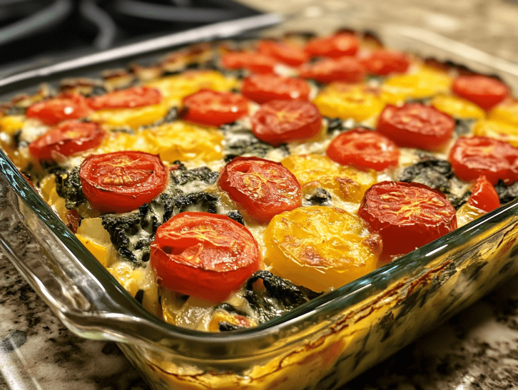 Vegetarian gluten-free casserole before baking